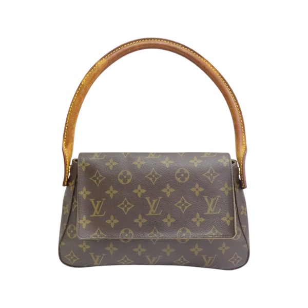 棕色 原花 帆布 Mini Looping 肩背包【LOUIS VUITTON LV 路易威登】 M51147