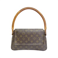 棕色 原花 帆布 Mini Looping 肩背包【LOUIS VUITTON LV 路易威登】 M51147