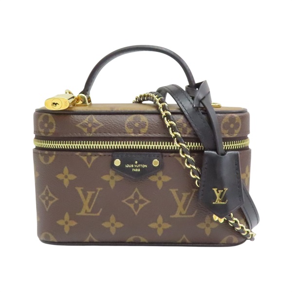 雙棕色 原花 帆布 Vanity Chain Pouch 肩背包【LOUIS VUITTON LV 路易威登】 M47125
