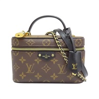 雙棕色 原花 帆布 Vanity Chain Pouch 肩背包【LOUIS VUITTON LV 路易威登】 M47125