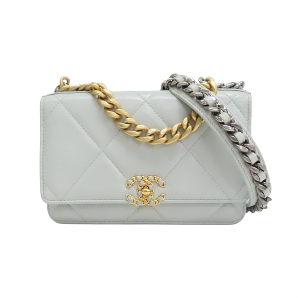 灰色 羊皮 19 WOC 兩用包 金釦 (染色)【CHANEL 香奈兒】 AP0957