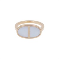 18K玫瑰金 白陶瓷 Chaine d'ancre Verso ring 戒指【HERMES 愛馬仕】