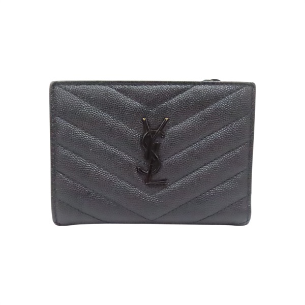 黑色 牛皮 Cassandre Matelasse 雙折短夾 【SAINT LAURENT YSL 聖羅蘭 】 668287