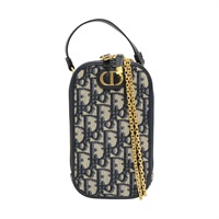 藍色 緹花帆布 Montaigne 手機 肩背包【Dior 迪奧】