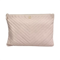 粉色牛皮 山形紋 手拿包 A82552【CHANEL 香奈兒】 A82552