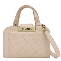 粉色 牛皮 Label Click Mini 兩用包 金釦 (無卡)【CHANEL 香奈兒】 A93731