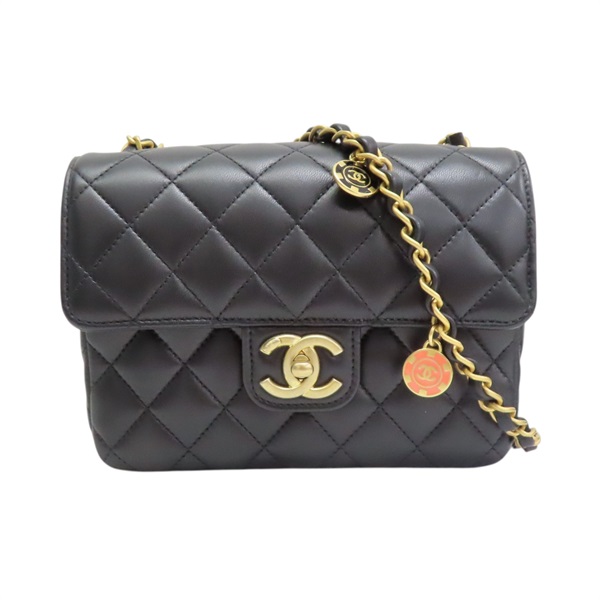 黑色 菱格紋 牛皮 COCO 17 彩色金幣鏈 肩背包 AS3737【CHANEL 香奈兒】 AS3737