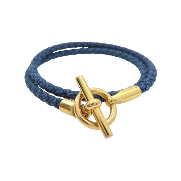 藍色丹寧 金色鍍金 Glenan Double Tour T2 手環【HERMES 愛馬仕】 H100019FOJB