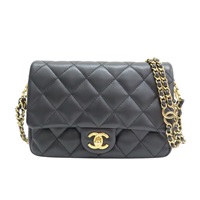 黑色 菱格紋 羊皮 Mini 翻蓋包 肩背包 金扣【CHANEL 香奈兒】 AS3757