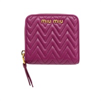 紫色 牛皮 Matelasse Coin Purse 雙折短夾 5ML522【MIU MIU 繆繆】 5ML522