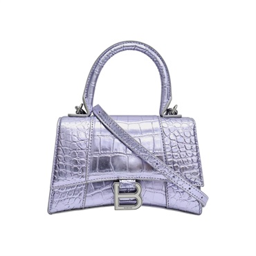 紫色 鱷魚壓紋 牛皮 Hourglass XS 兩用包【Balenciaga 巴黎世家】 593546