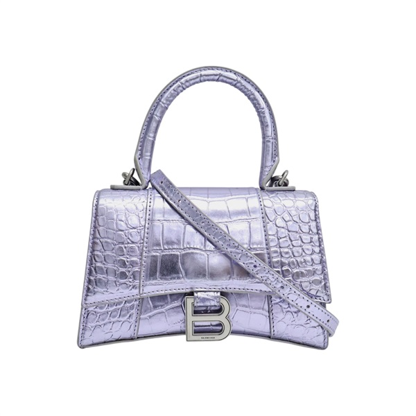紫色 鱷魚壓紋 牛皮 Hourglass XS 兩用包【Balenciaga 巴黎世家】 593546