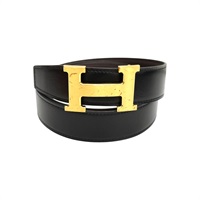 黑色 Epsom牛皮 H皮帶 95CM D刻【HERMES 愛馬仕】 H064544CM2M