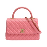 粉色 荔枝紋牛皮 Top Handle Flap Bag 肩背包 【CHANEL 香奈兒】 A92991