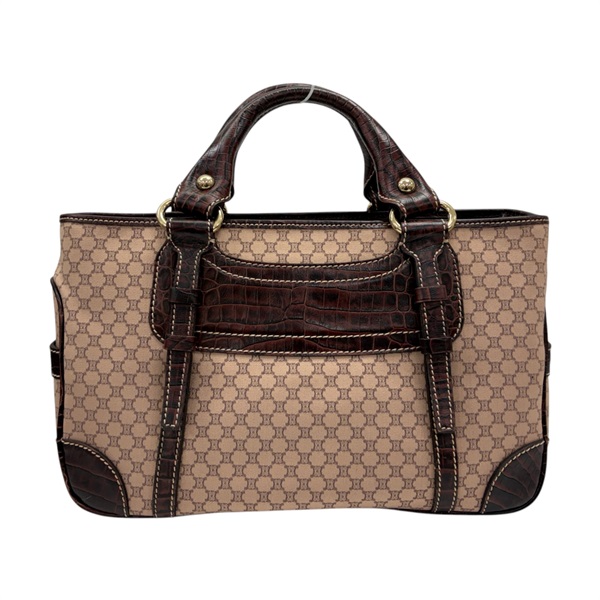 粉色 帆布 棕色 牛皮 Boogie Macadam 肩背包【CELINE 賽琳】 134022AJB