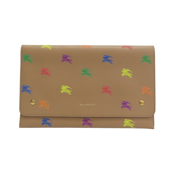 淺褐色 牛皮 多色LOGO 手拿包【BURBERRY 巴寶莉】