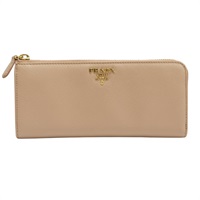 膚色 牛皮 Saffiano Zipper 拉鍊長夾【PRADA 普拉達】