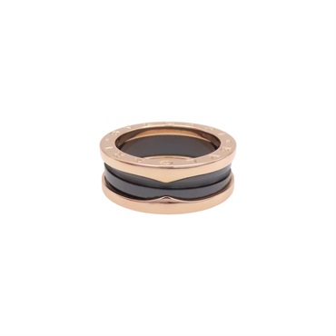 18K玫瑰金 黑色陶瓷 B.zero1 戒指 55【BVLGARI 寶格麗】 347042