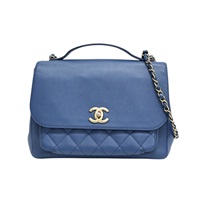 藍色 荔枝紋 牛皮 Business Affinty 兩用包 金扣 無卡【CHANEL 香奈兒】 A93608