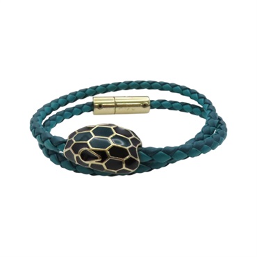 綠色 編織牛皮 Serpenti Forever 手環【BVLGARI 寶格麗】