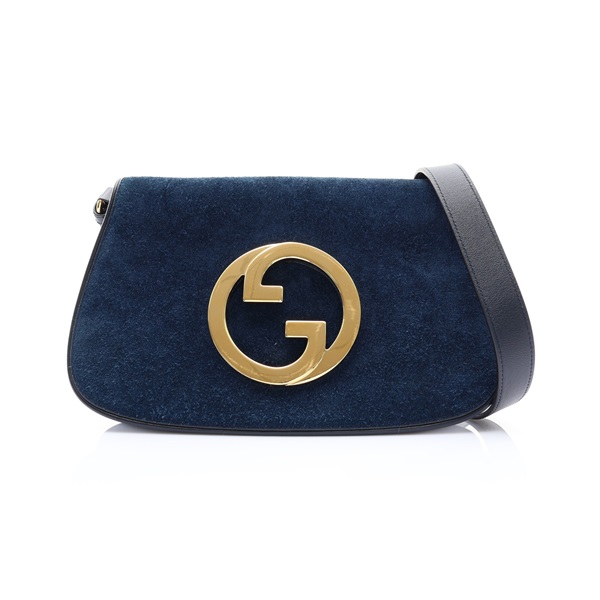 深藍色 絨面革 Blondie 肩背包 缺金屬背帶【GUCCI 古馳】 699268