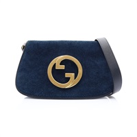 深藍色 絨面革 Blondie 肩背包 缺金屬背帶【GUCCI 古馳】 699268