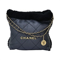 黑色 菱格紋 羊皮 22 包款 肩背包【CHANEL 香奈兒】 AS3260