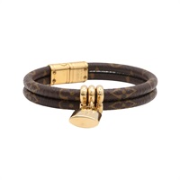 棕色 原花 PVC塗層帆布 Keep It Twice 手環【LOUIS VUITTON LV 路易威登】 M8109E
