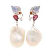 18K白金 珍珠墜飾 耳環【JEWELRY 無品牌珠寶】 Pearl/Multi 23.3g