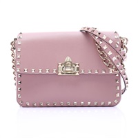 粉色 牛皮 Rockstud Flip Lock 肩背包【Valentino 范倫鐵諾】