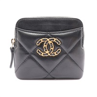 黑色 菱格紋 羊皮 19 Zipped Coin Purse 拉鏈零錢包【CHANEL 香奈兒】 AP2086
