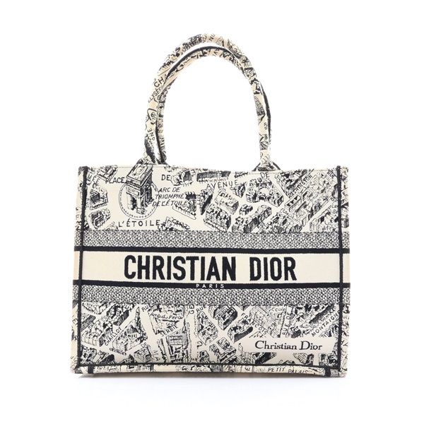 白/黑色 帆布 Book Tote M 巴黎地圖款 肩背包【Dior 迪奧】 M1296ZOMP