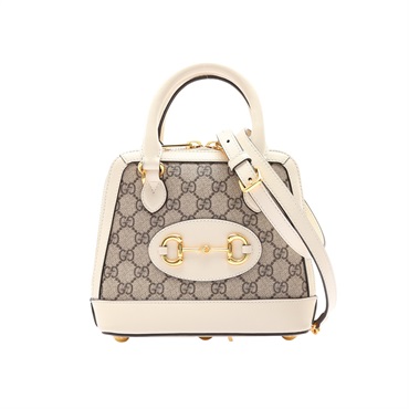白色 烏木色 GG Supreme帆布 Horsebit 1955 兩用包【GUCCI 古馳】 640716