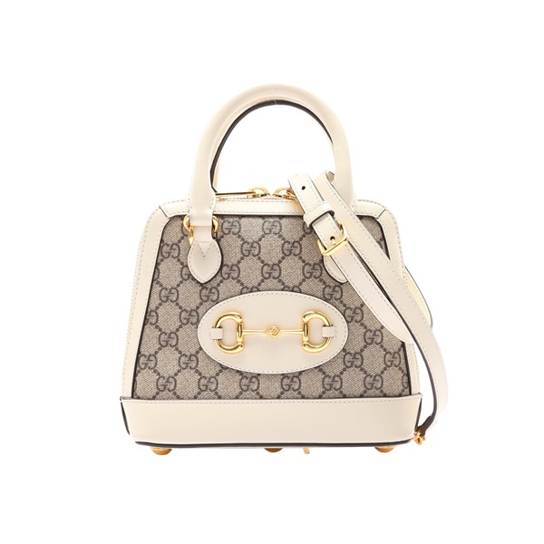 白色 烏木色 GG Supreme帆布 Horsebit 1955 兩用包【GUCCI 古馳】 640716