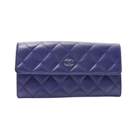 紫色 羊皮 釦式長夾 銀扣【CHANEL 香奈兒】 A50096
