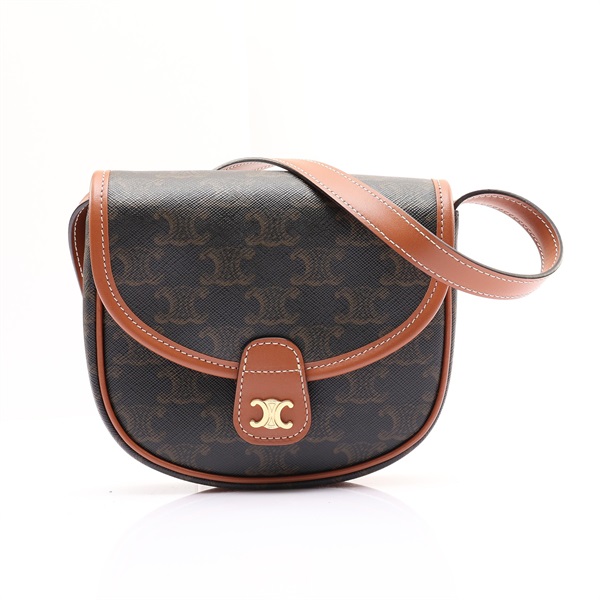 棕色 Triomphe帆布 Mini Besace 馬鞍 肩背包【CELINE 賽琳】 196702BZJ.04LU