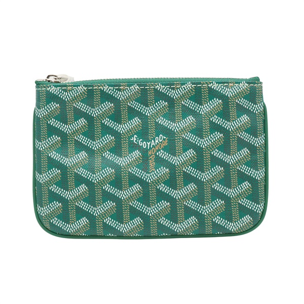 綠色 Goyardine 帆布 Senat Mini Pouch 拉鍊零錢包【GOYARD 高雅德】 SENAT2MINTY09CL09P