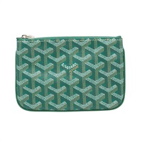 綠色 Goyardine 帆布 Senat Mini Pouch 拉鍊零錢包【GOYARD 高雅德】 SENAT2MINTY09CL09P