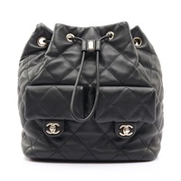 黑色 菱格紋 羊皮 Two Pocket Drawstring 後背包【CHANEL 香奈兒】 AS4342