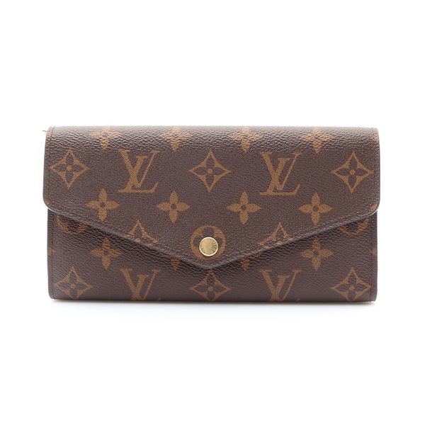 棕色 原花帆布 Sarah 扣式 長夾【LOUIS VUITTON LV 路易威登】 M60531