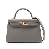 Mini Kelly 凱莉包 Madame 牛皮積雨雲灰 兩用包 金釦 K刻【HERMES 愛馬仕】