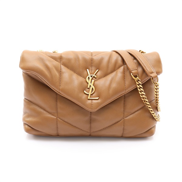 焦糖棕色羊皮 Toy Puffer 肩背包【SAINT LAURENT YSL 聖羅蘭】 7593371EL072760