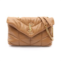 焦糖棕色羊皮 Toy Puffer 肩背包【SAINT LAURENT YSL 聖羅蘭】 7593371EL072760