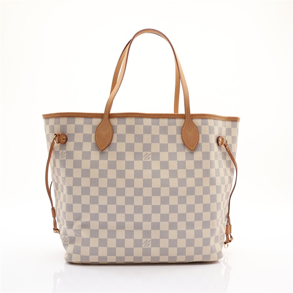 白色 棋盤格帆布 Neverfull MM 肩背包【LOUIS VUITTON LV 路易威登】 N40604