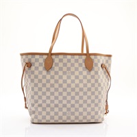白色 棋盤格帆布 Neverfull MM 肩背包【LOUIS VUITTON LV 路易威登】 N40604
