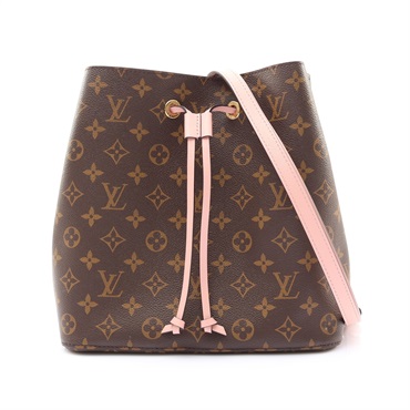 LOUIS VUITTON LV 路易威登 NeoNoe MM 水桶包 肩背包 棕/粉色 原花帆布 M44022 M44022