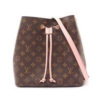 LOUIS VUITTON LV 路易威登 NeoNoe MM 水桶包 肩背包 棕/粉色 原花帆布 M44022 M44022