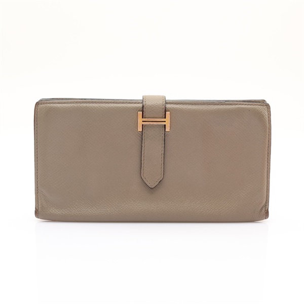 HERMES 愛馬仕 Bearn Soufflet 兩折長夾 大象灰 Epsom牛皮 C刻 金扣