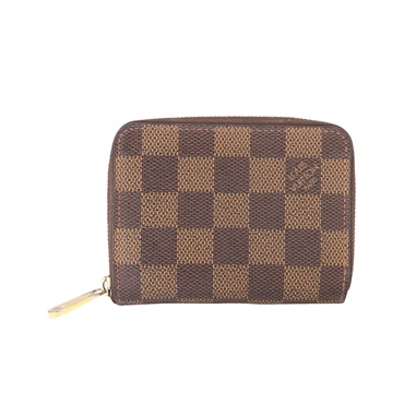 LOUIS VUITTON LV 路易威登 拉鍊零錢包 棕色 棋盤格帆布 N63070