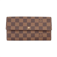 LOUIS VUITTON LV 路易威登 Porte Monnaie Credit 扣式 長夾 棕色 棋盤格帆布 N61725